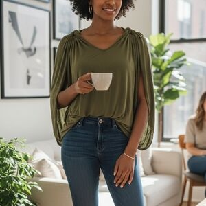 bebe Olive Green Drape Top